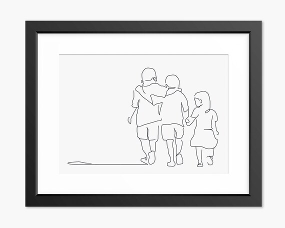 Family Line Art Family Print Line Drawing Family Line Art Family Drawing Family Illustration Gift For Mom Mum Wall Art Family