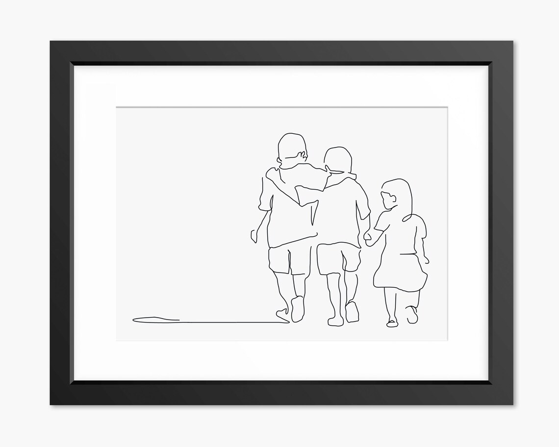 Family Line Art Family Print Line Drawing Family Line Art Family Drawing Family Illustration Gift For Mom Mum Wall Art Family