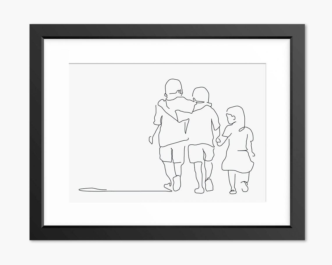 Three Siblings Walking Away With Arms Around Shoulders Poster