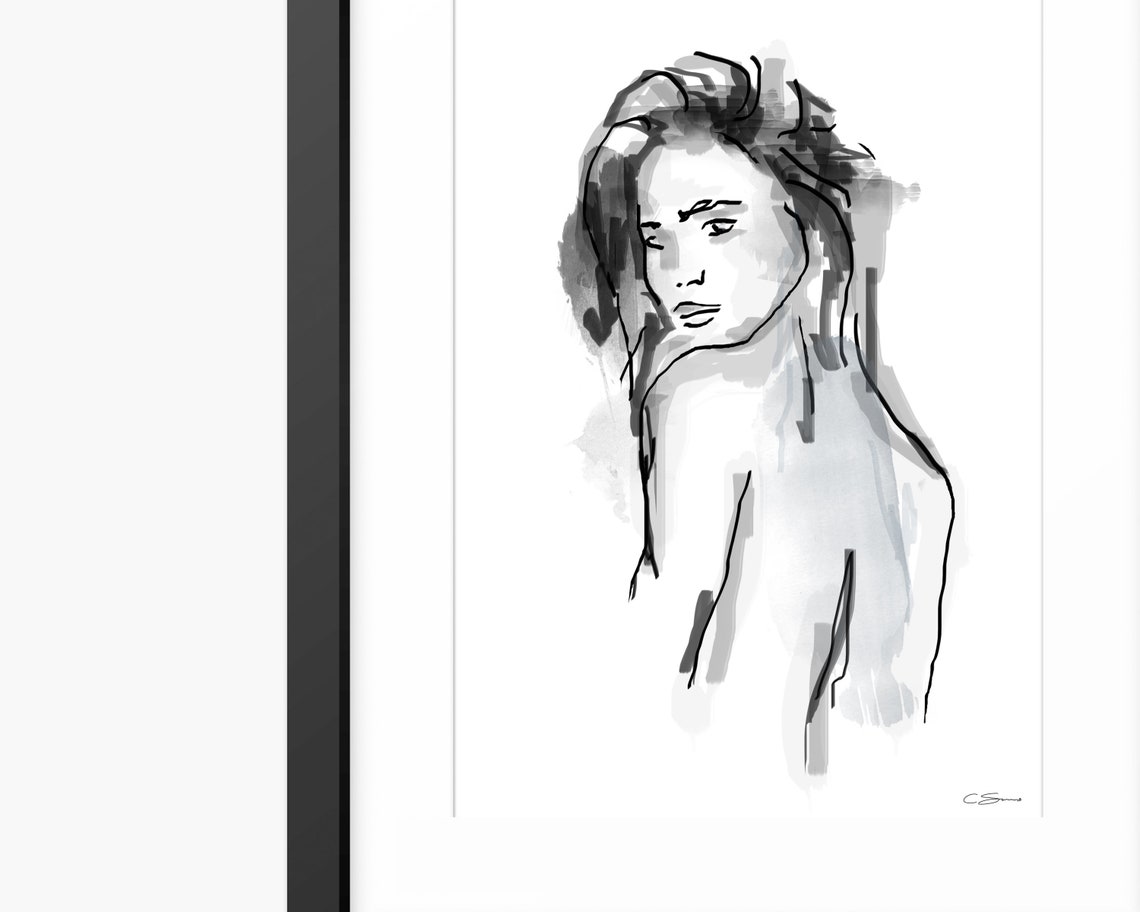Wall Art Print Female Art Print Painting Of Woman Blue Art Print Contemporary Wall Art Watercolour Print Blue Wall Art Illustration - Image 2