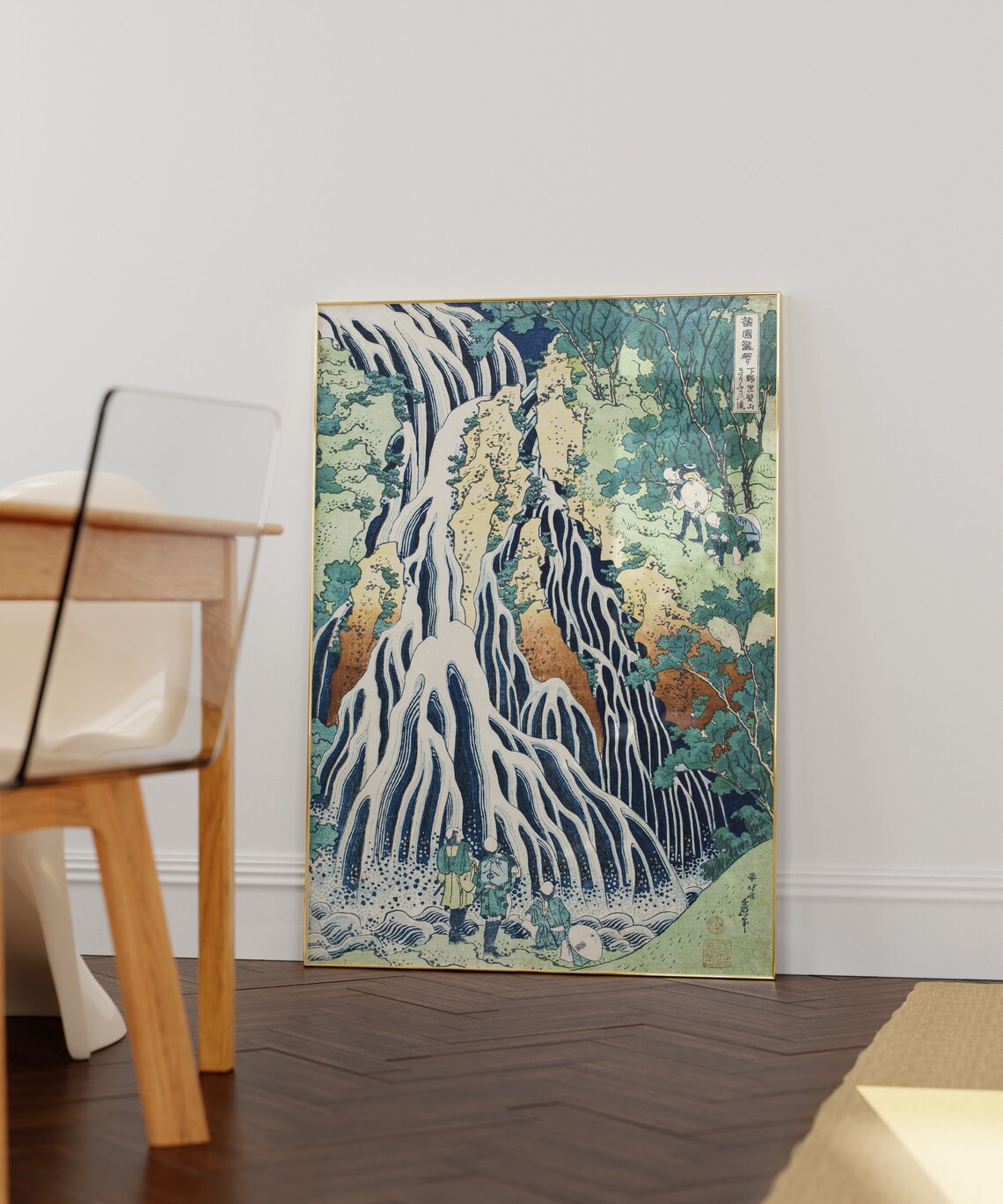 Hokusai Kirifuri Waterfall Mount Kurokami Woodblock Art Poster - Image 2