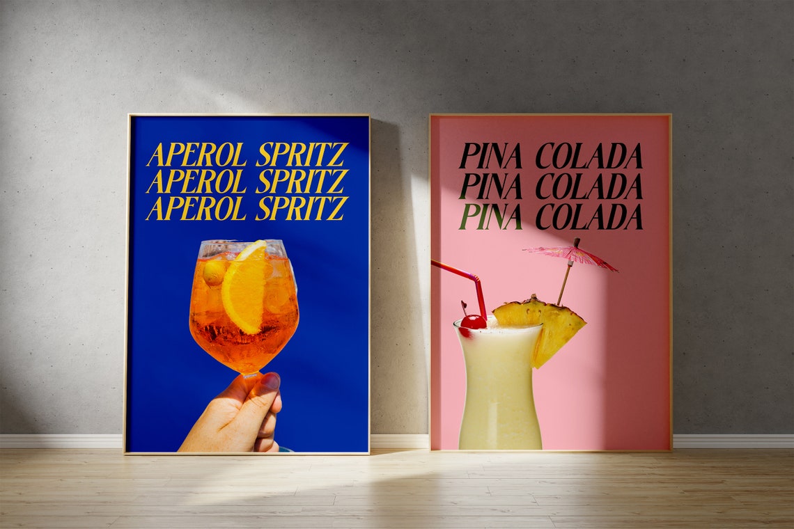 Pina Colada Tropical Drink Photo Pink Retro Summer Kitchen Poster - Image 3