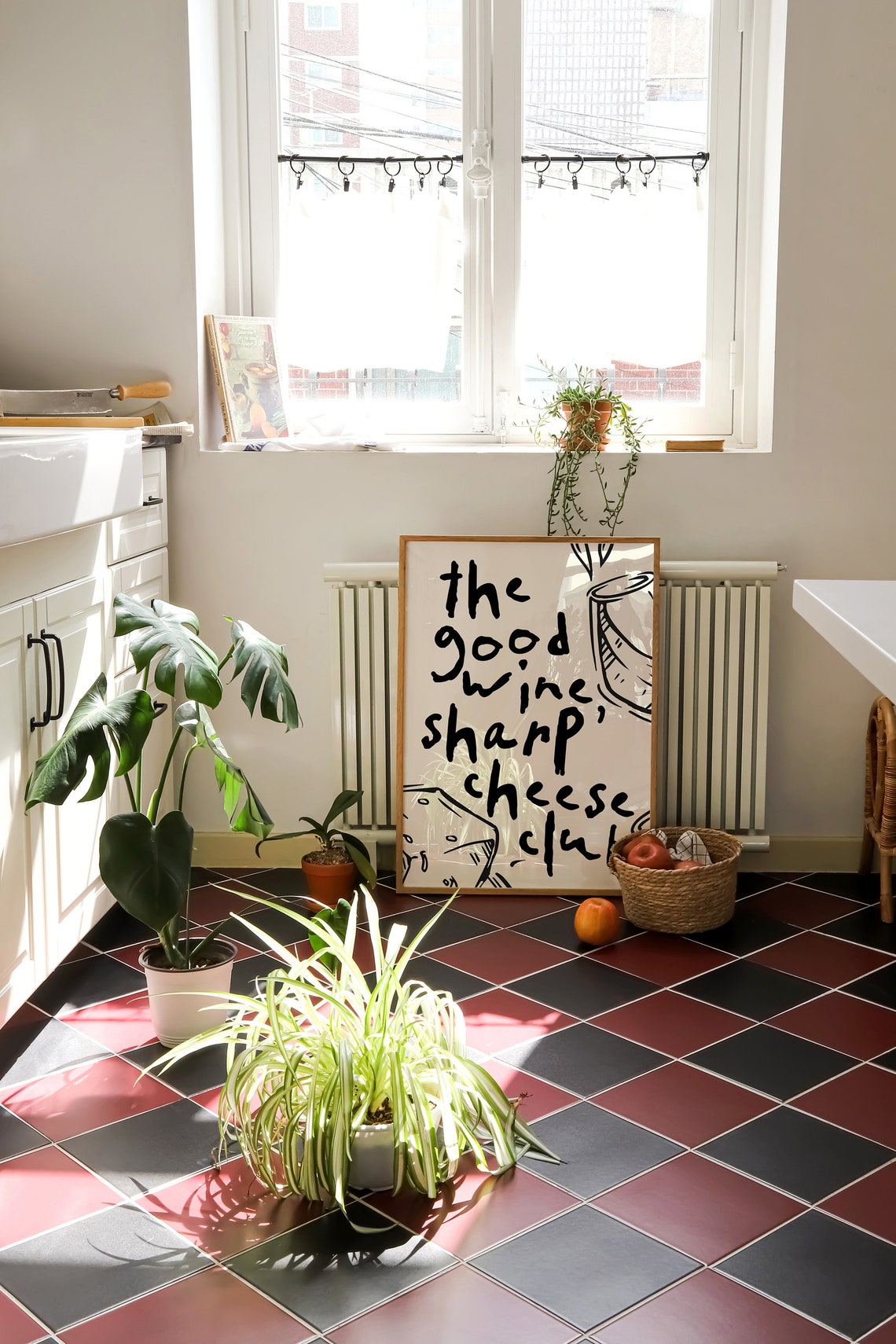 The Good Wine Sharp Cheese Club Sketch Kitchen Funny Quote Poster - Image 3
