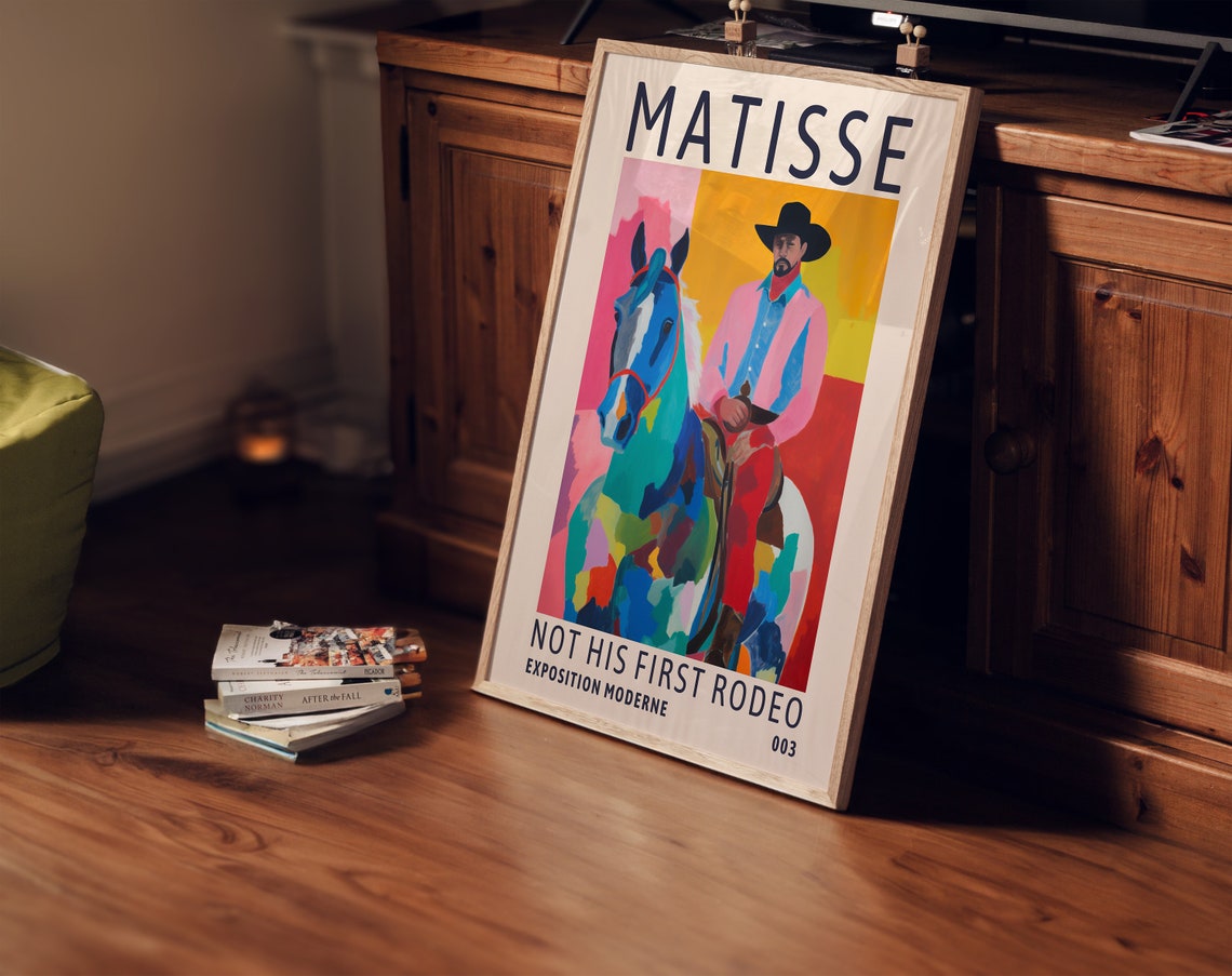 Matisse Style Cowboy Rodeo Colorful Horse Modern Exhibition Poster - Image 4
