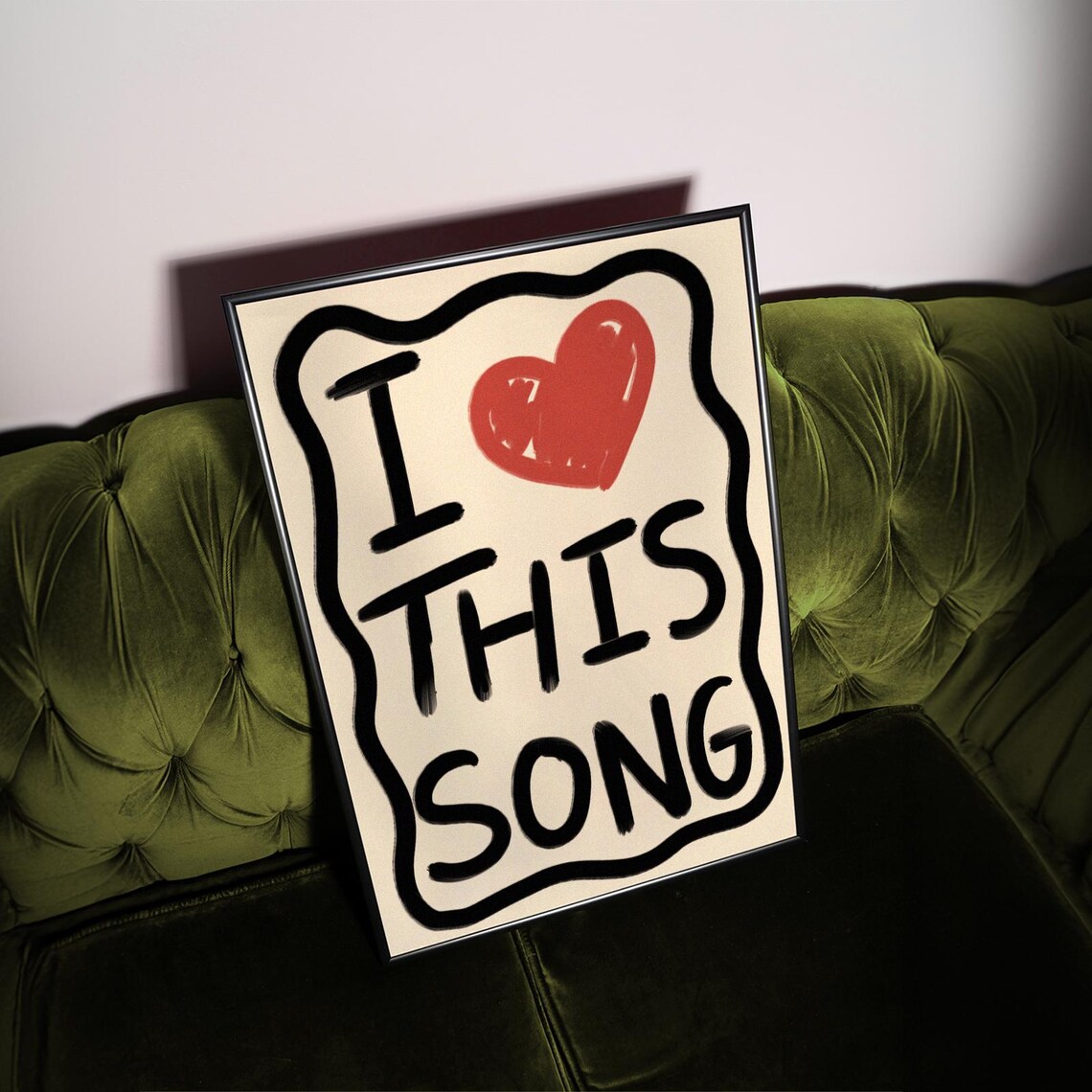 I Love This Song Retro Hand Painted Heart Music Room Decor Poster - Image 2