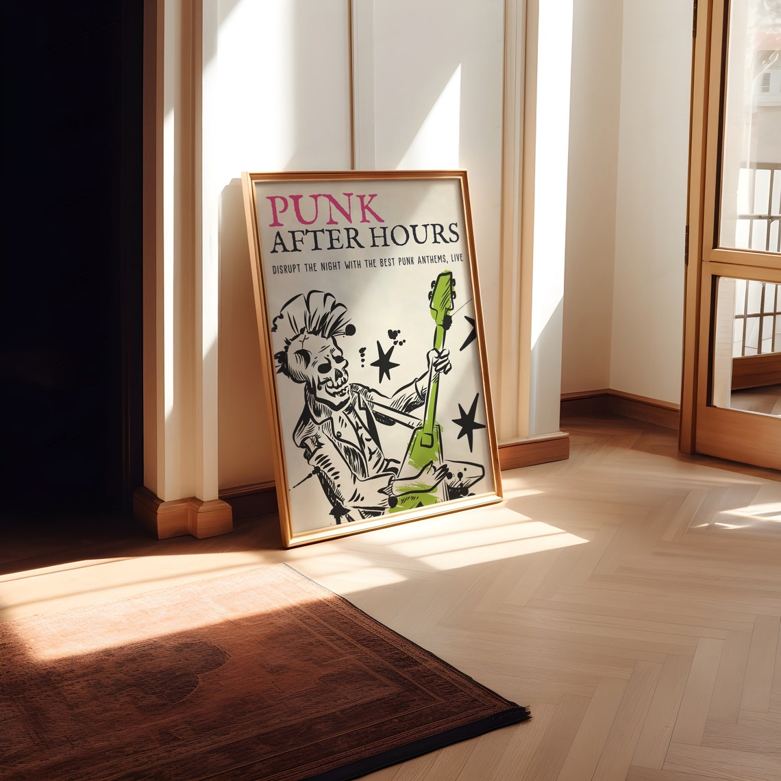 Punk After Hours Live Show Skull Guitarist Retro Music Poster - Image 2