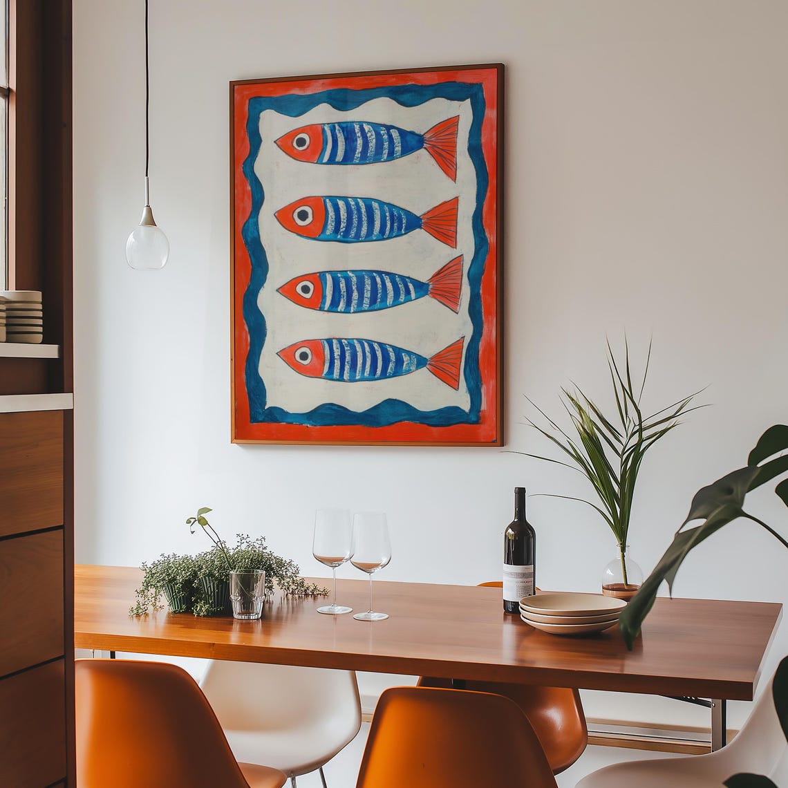 Red And Blue Sardines Fish Art Print, Coastal Kitchen Decor - Image 2