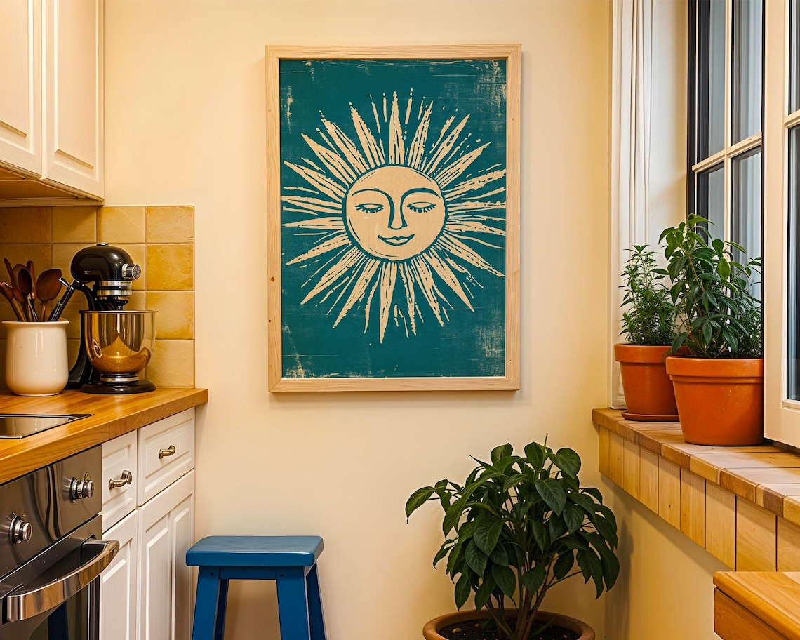 Mid-Century Sunshine Celestial Abstract Art Print - Image 2