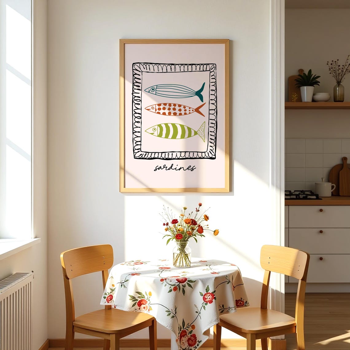 Hand Drawn Sardine Trio Whimsical Fish Illustration Kitchen Poster - Image 3