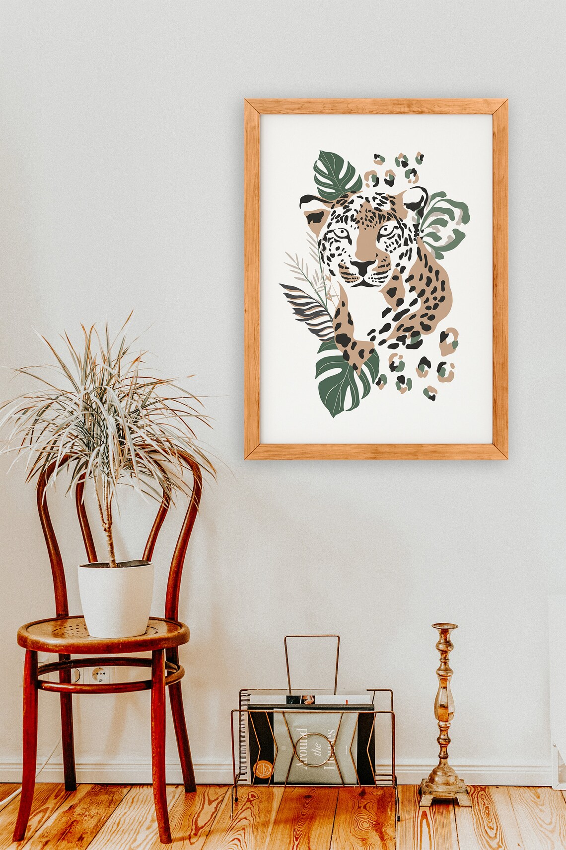 Jungle Leopard Botanical Boho Safari Art Print - Image 2