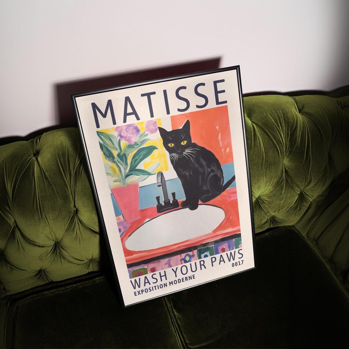 Wash Your Paws Matisse Style Cat Poster - Image 2