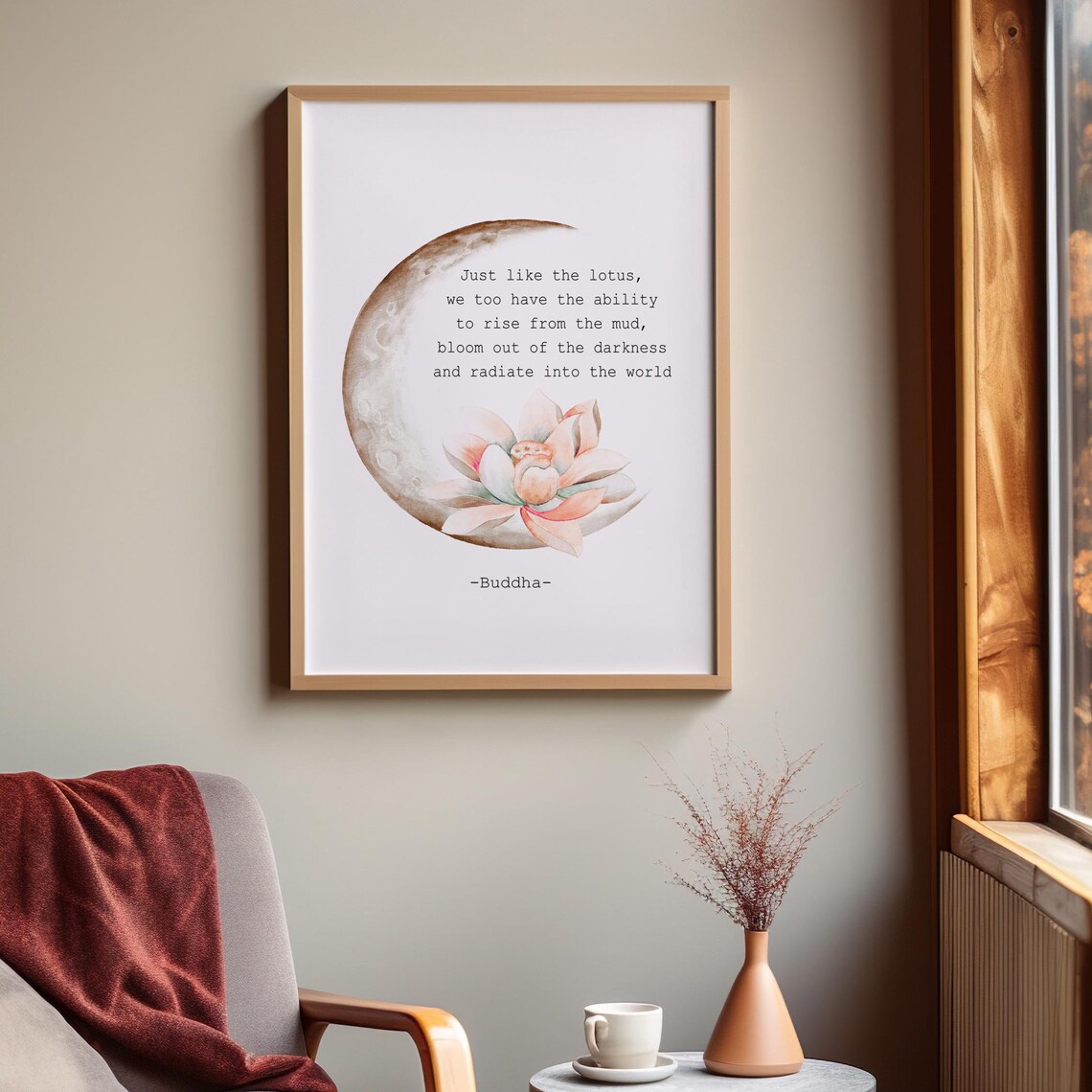 Lotus Flower Quote Art Print, Zen Spiritual Decor - Image 3