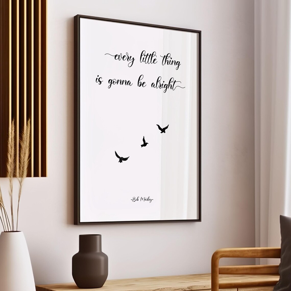 Bob Marley Quote Positive Poster, Three Little Birds