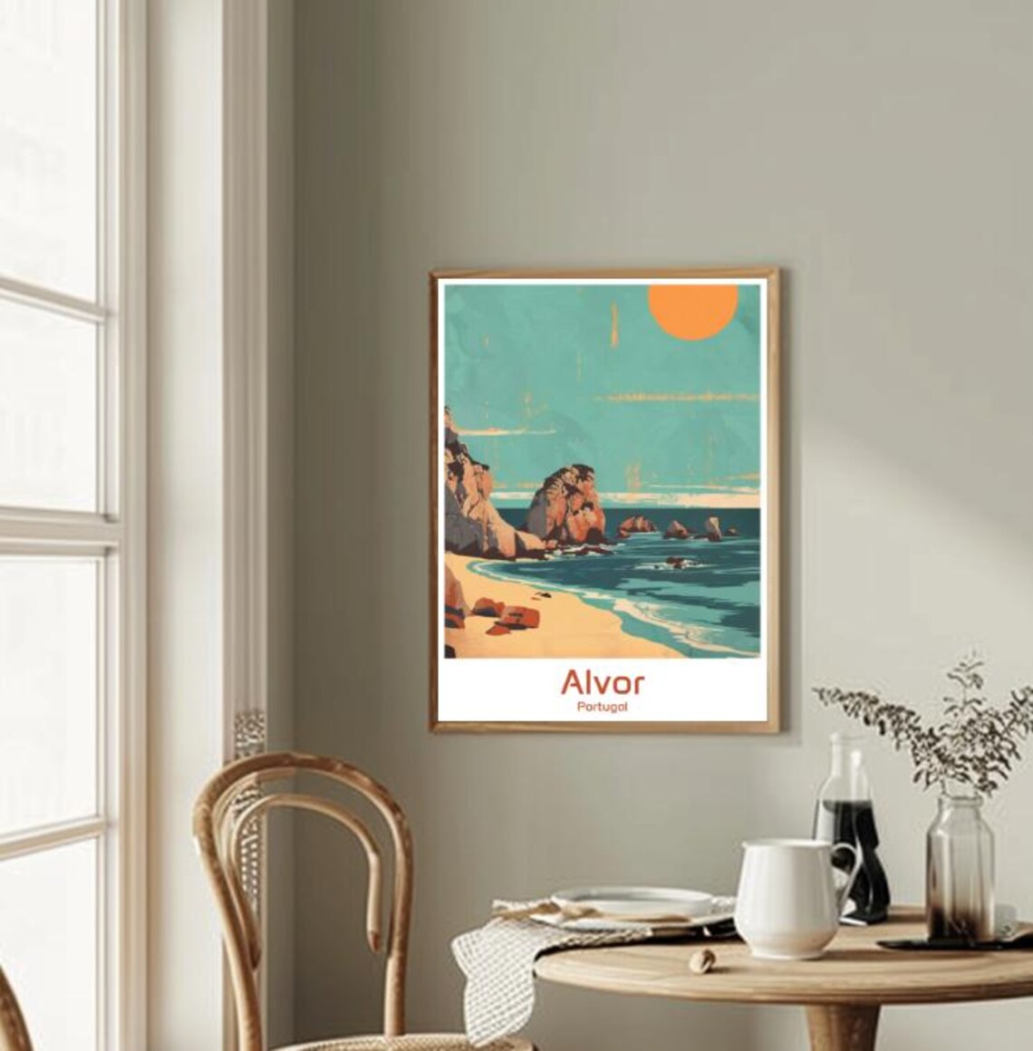 Alvor Portugal Algarve Beach Sea Stacks Golden Sunset Travel Poster - Image 2