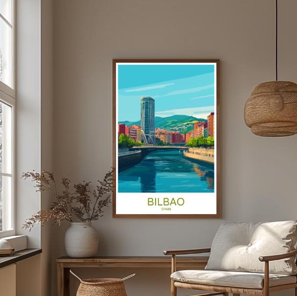 Bilbao Spain Modern Travel Poster With River And City Skyline Art - Image 4