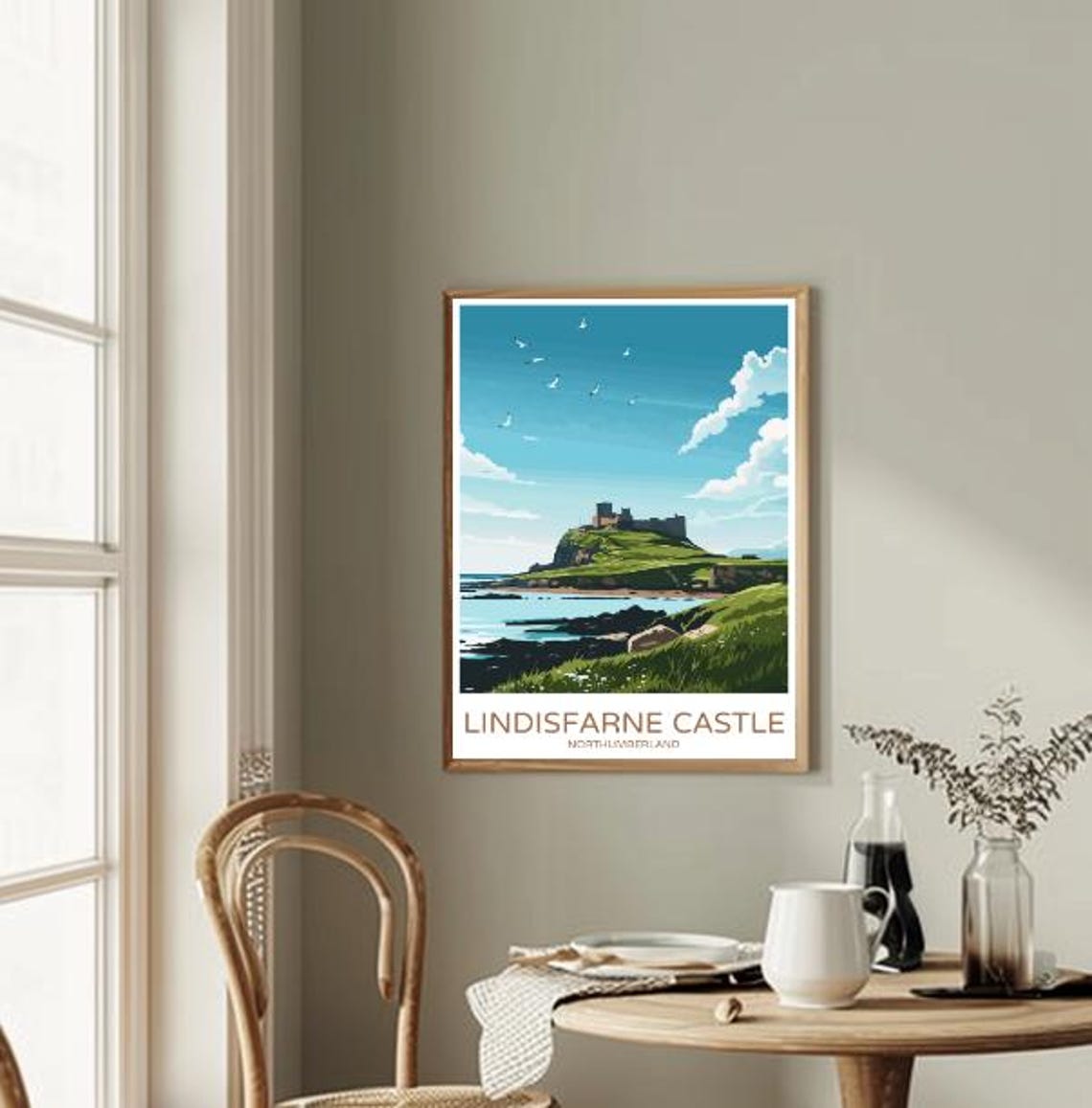 Lindisfarne Castle Northumberland Seaside Cliffs Travel Poster - Image 2