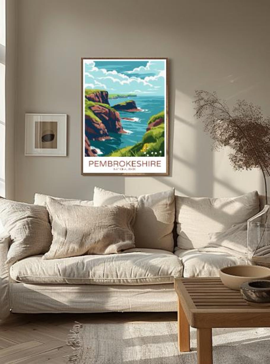 Pembrokeshire Red Cliffs And Teal Sea Coastal Landscape Travel Poster - Image 2