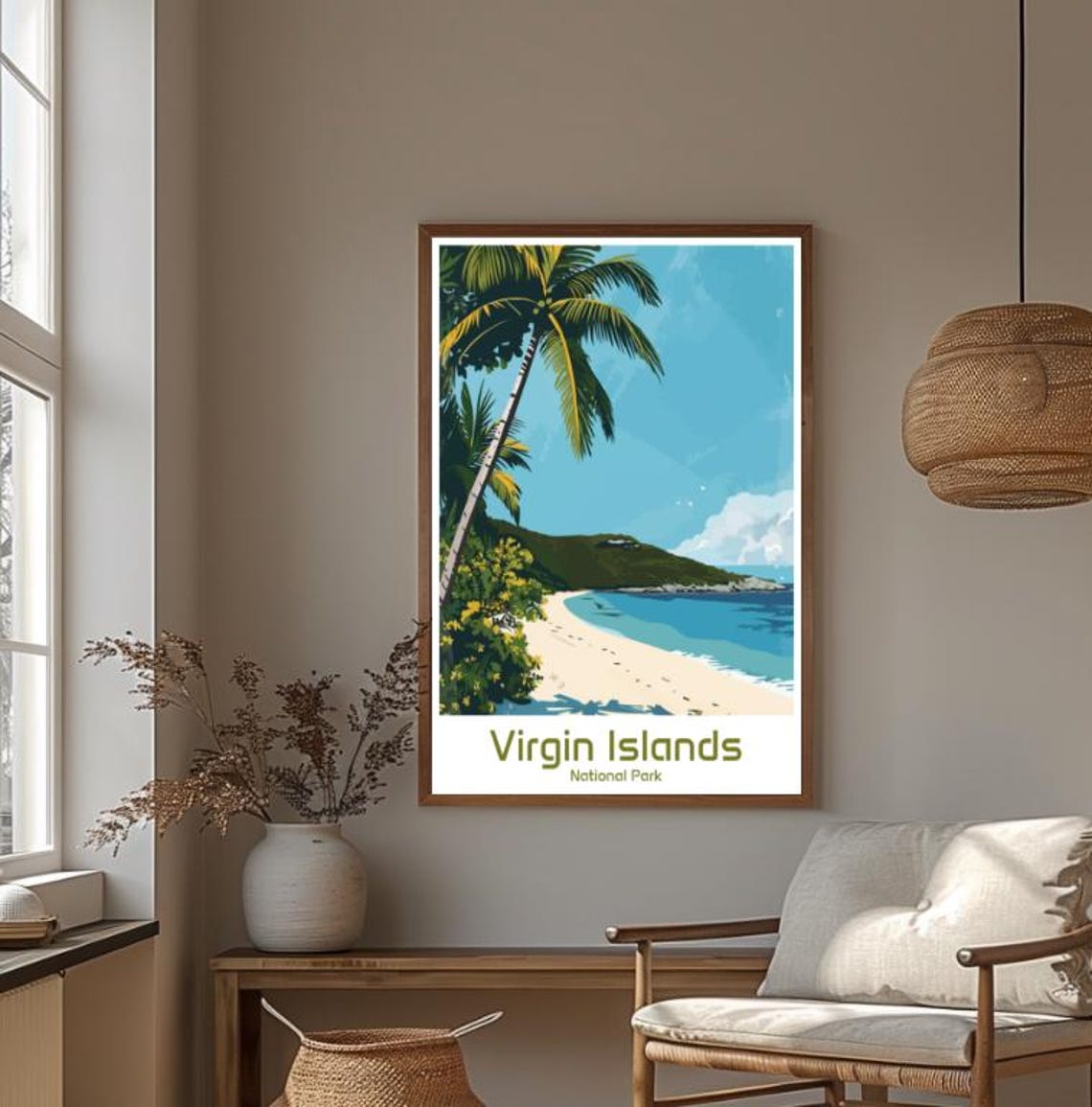 Virgin Islands National Park Palm Beach Tropical Travel Poster - Image 4