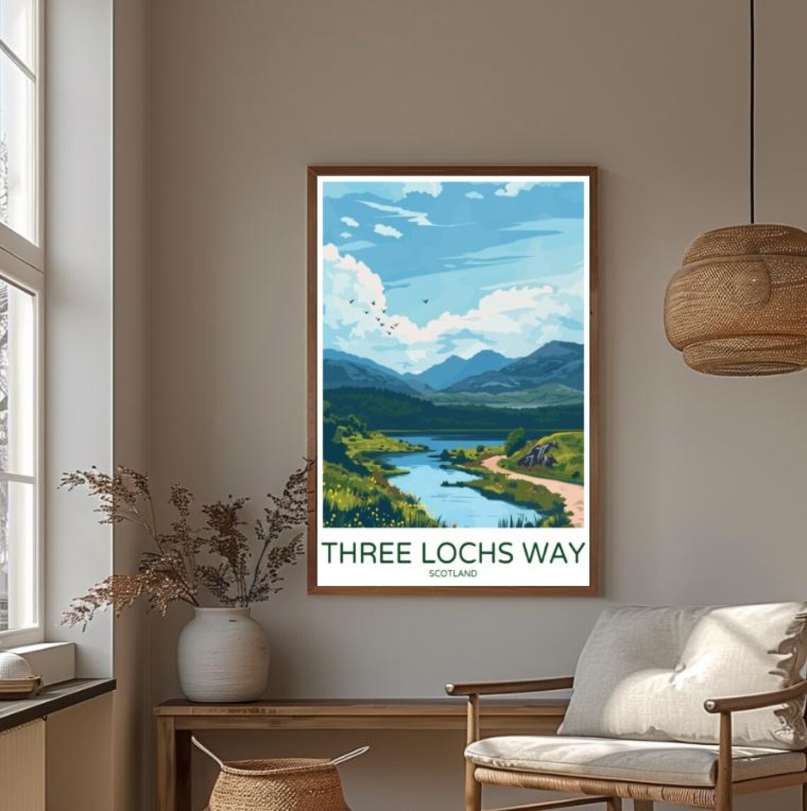 Three Lochs Way Scotland Mountain Lake Scenic Walking Trail Poster - Image 4