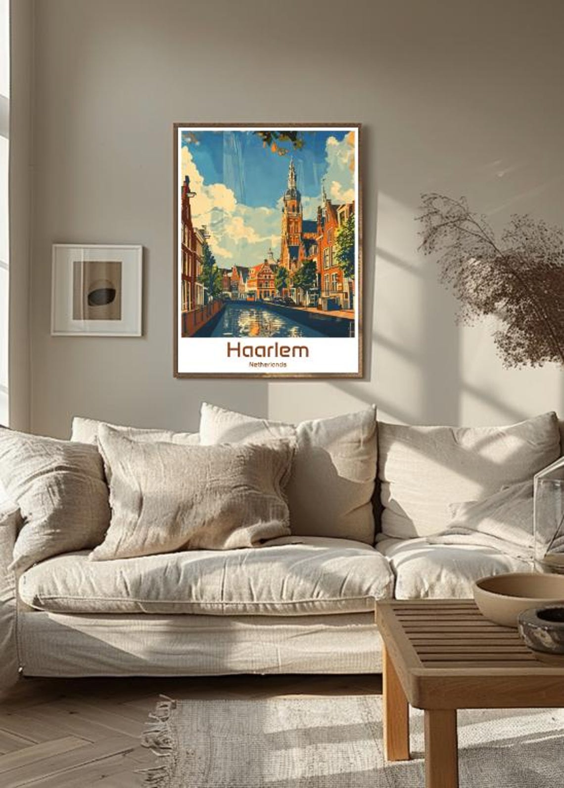 Haarlem Netherlands Canal Grote Kerk Sunny Blue Sky Day Poster - Image 3