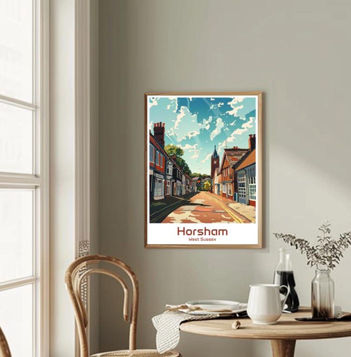 Horsham West Sussex Travel Posterenglish Countryside Wall Art Historic Market Town Print Uk Landscape Decor West Sussex Artwork For Home - Image 2