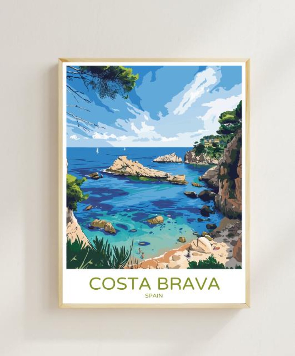 Costa Brava Spain Turquoise Rocky Cove Clear Water Travel Poster