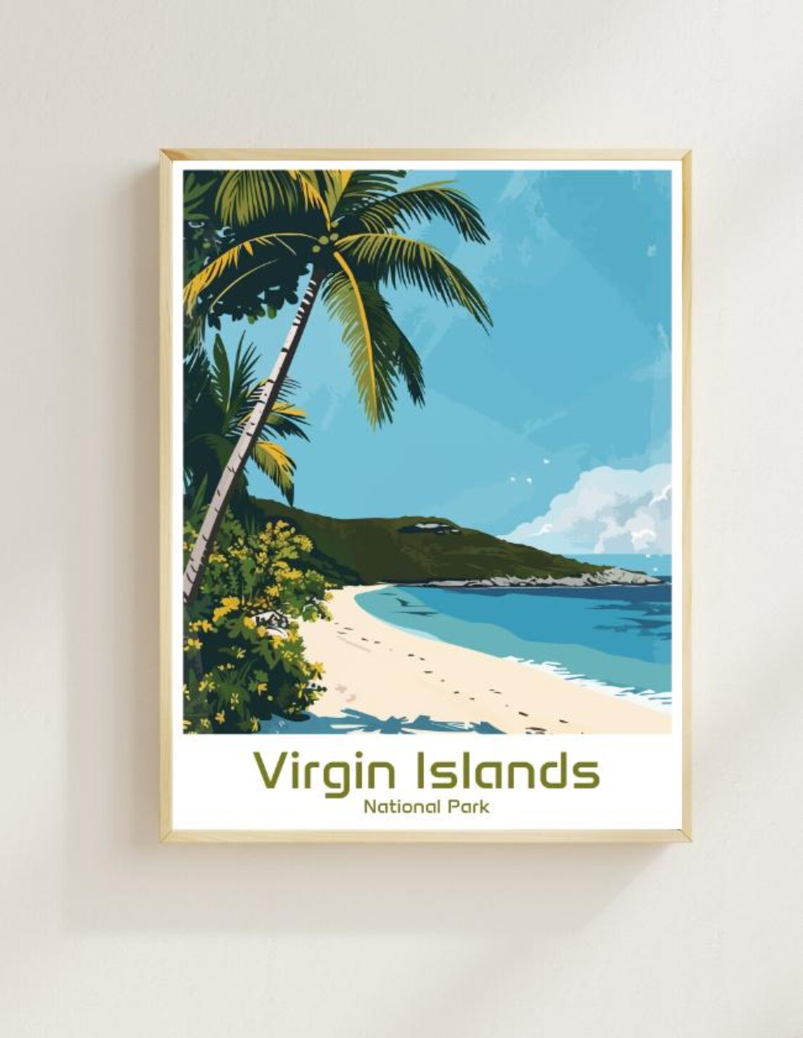 Virgin Islands National Park Palm Beach Tropical Travel Poster