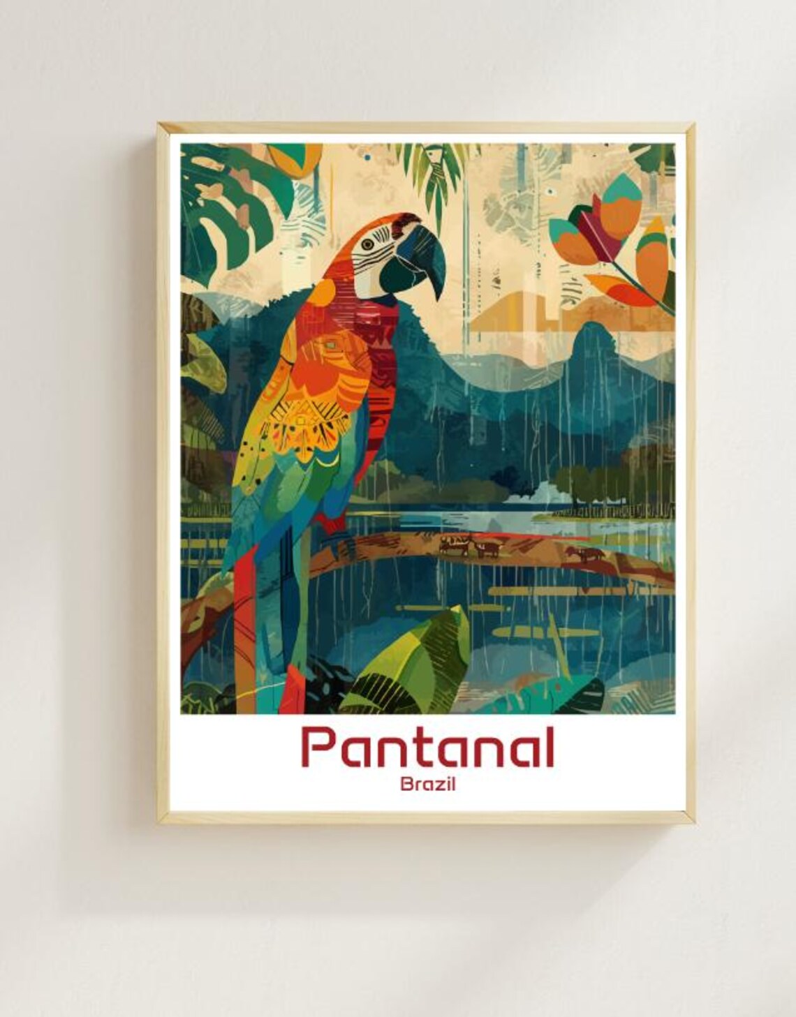 Pantanal Brazil Scarlet Macaw Jungle Wetlands Wildlife Poster
