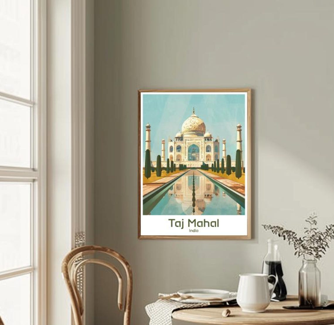 Taj Mahal India Marble Mausoleum Garden Reflection Travel Poster - Image 2