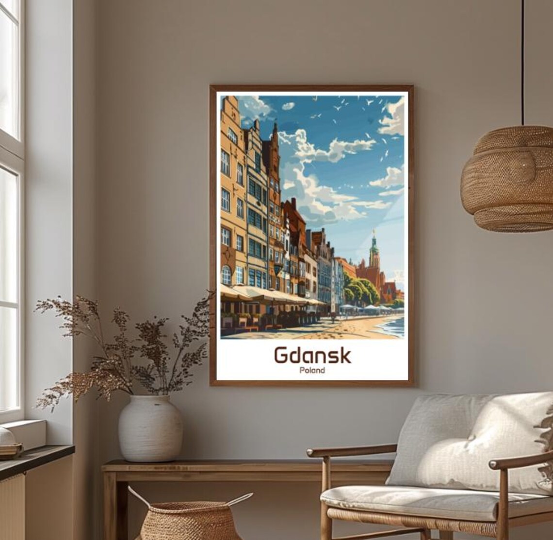 Gdansk Poland Waterfront Travel Poster With Colorful Townhouses - Image 4