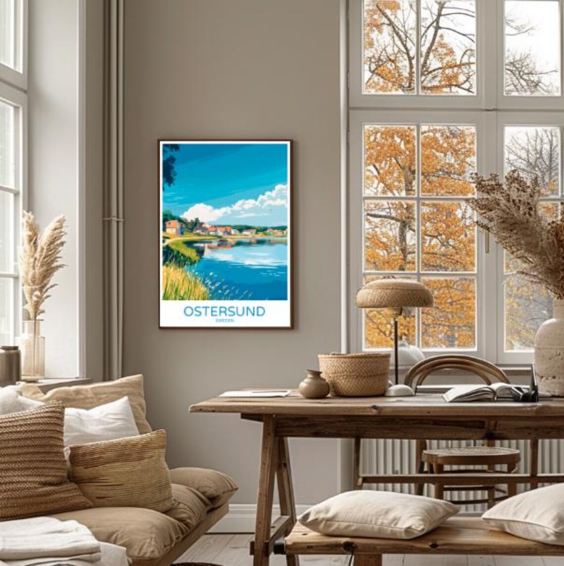 Ostersund Lakeside Cottages and Golden Meadows Sweden Poster - Image 4