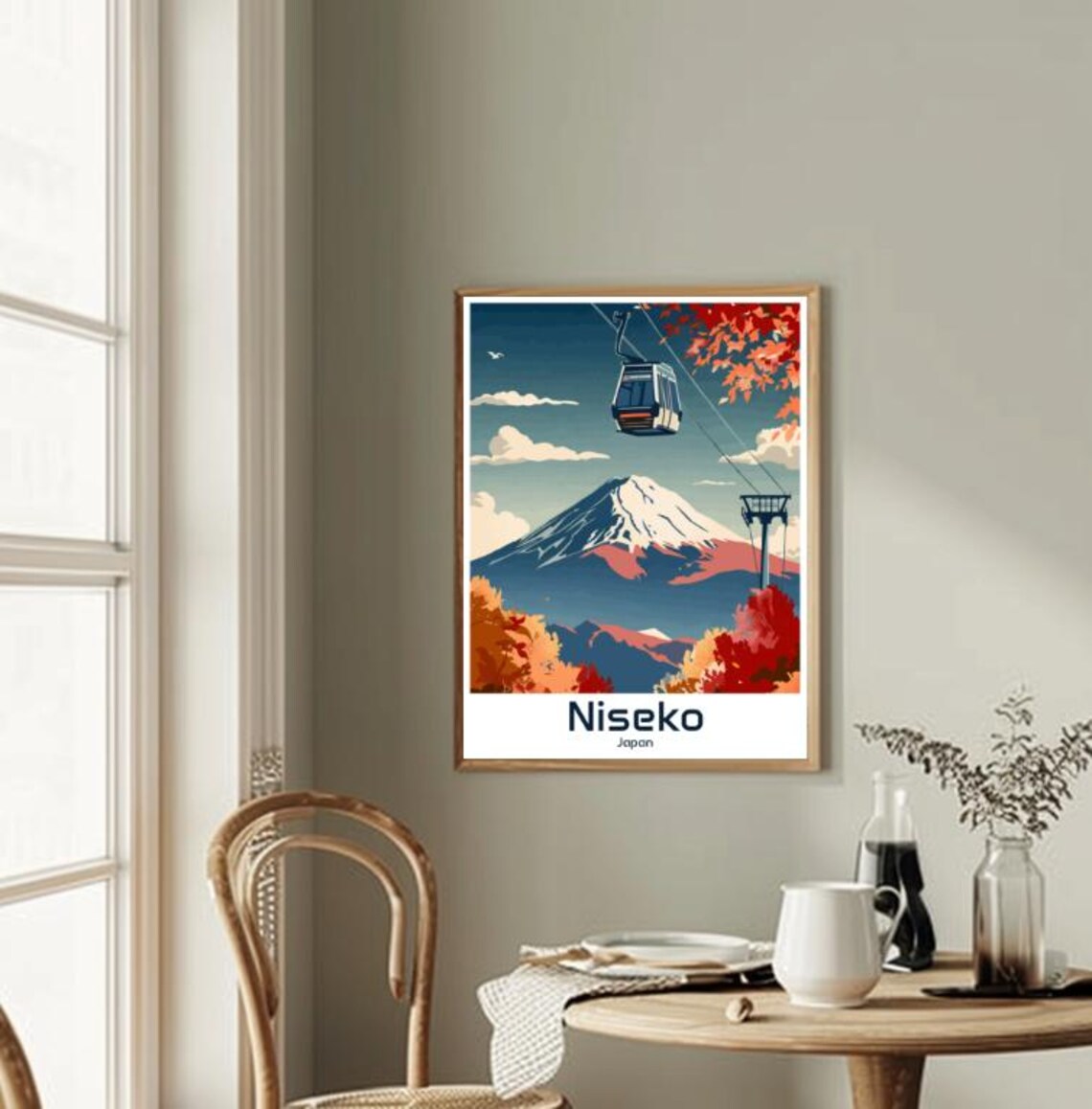 Niseko Japan Gondola Over Autumn Hills Vintage Travel Poster - Image 2