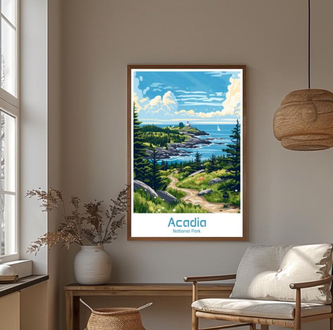 Acadia National Park Maine Coastal Trail Lighthouse Travel Poster - Image 4