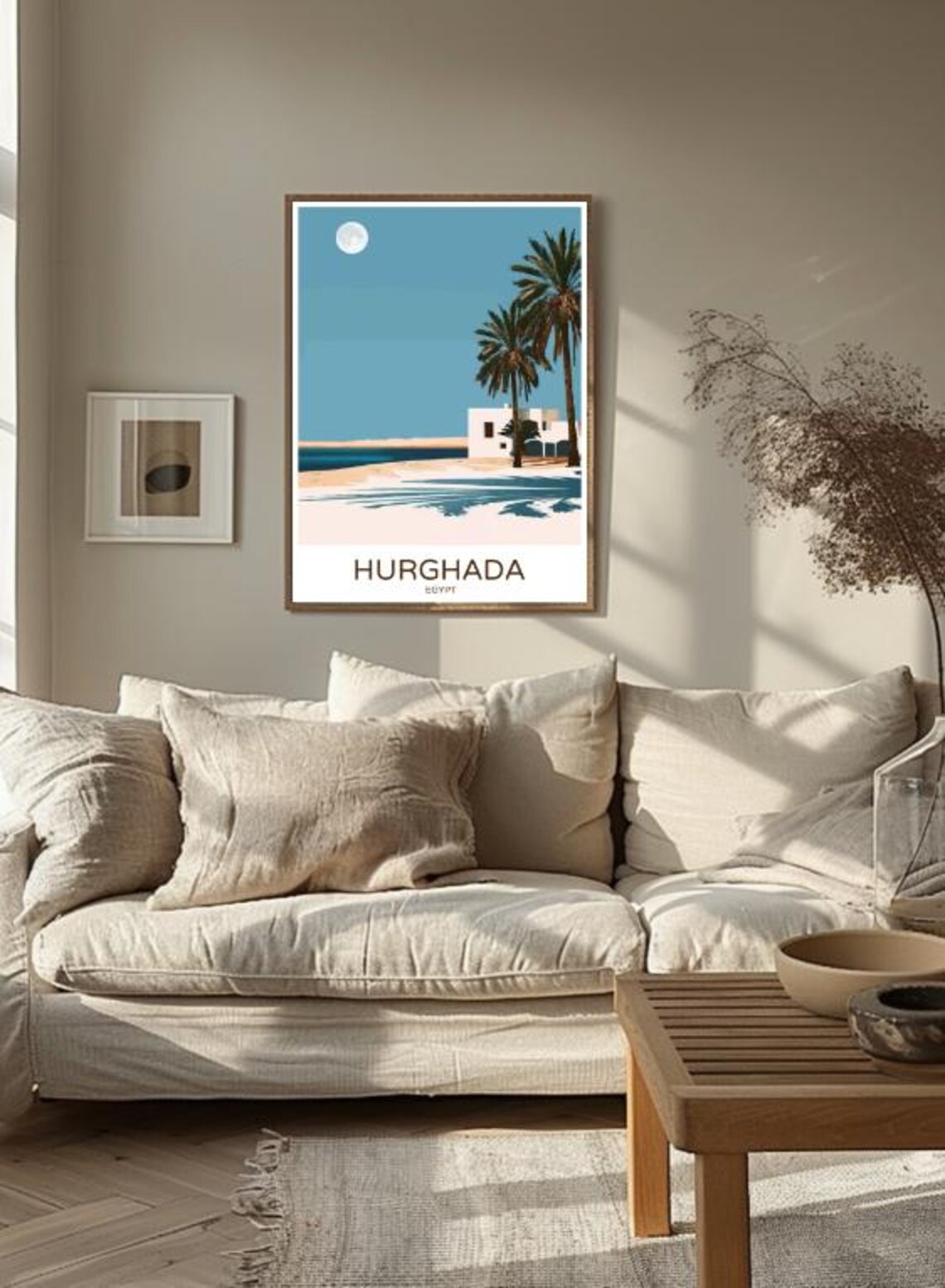 Hurghada Egypt Red Sea Beach Moonlit Palms Night Scene Poster - Image 3