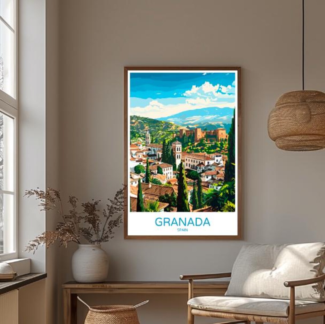 Granada Spain Historic Hillside Town Alhambra Views Travel Poster - Image 3