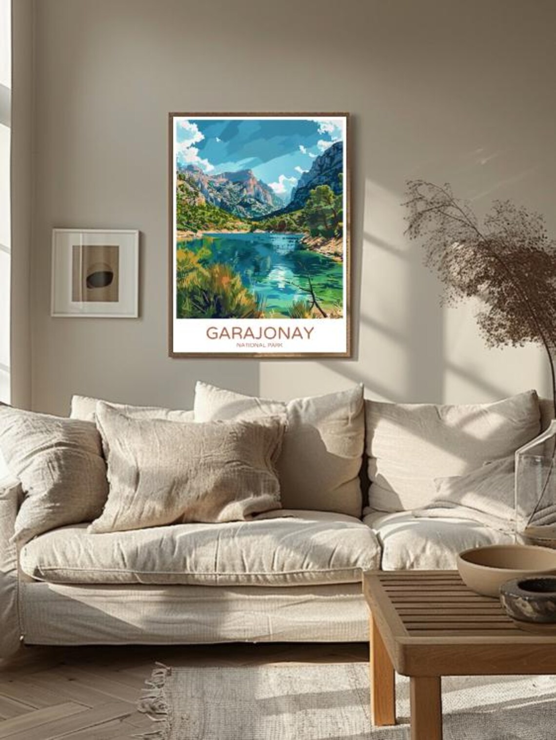 Garajonay National Park Lake Mountains Colorful Travel Poster - Image 3