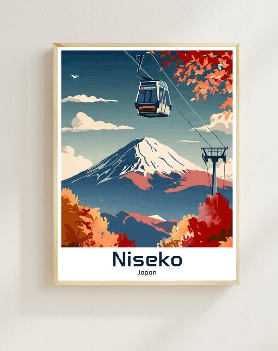 Niseko Ski Resort Travel Poster Winter Wall Art Of Japans Famous Ski Destination Japanese Snowy Mountain Print
