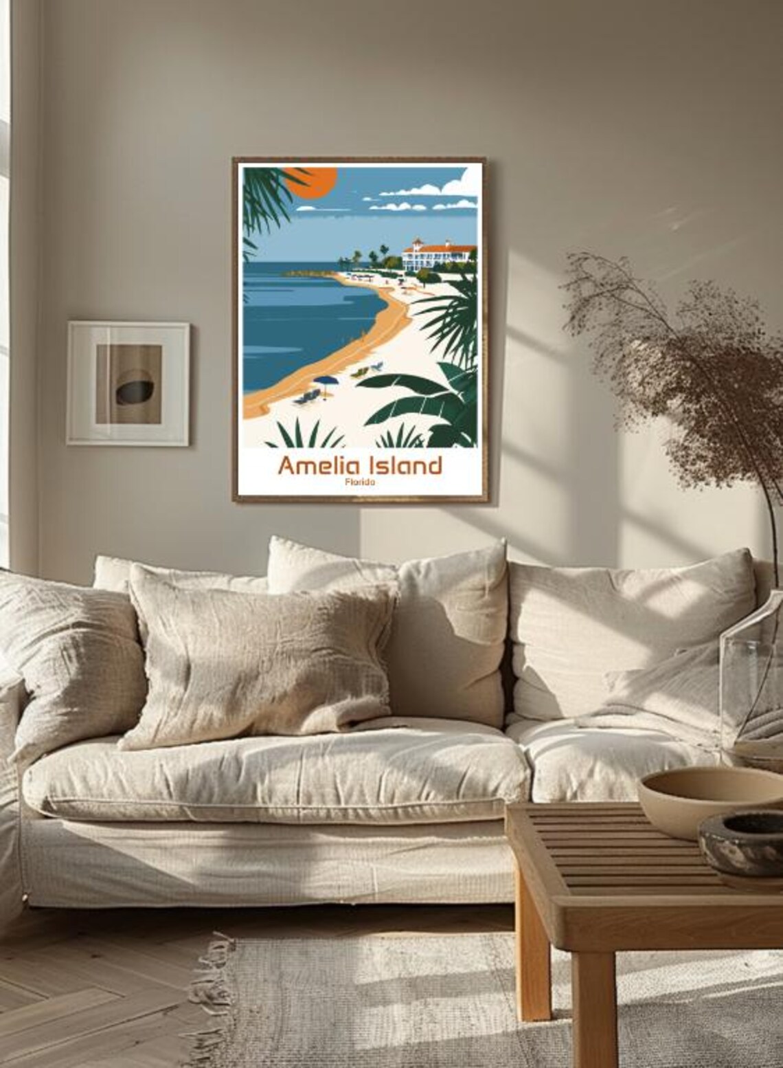Amelia Island Florida Curved Beach Resort Coastline Travel Poster - Image 3