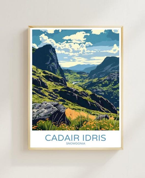 Cadair Idris Snowdonia Green Mountain Valley Welsh Travel Poster