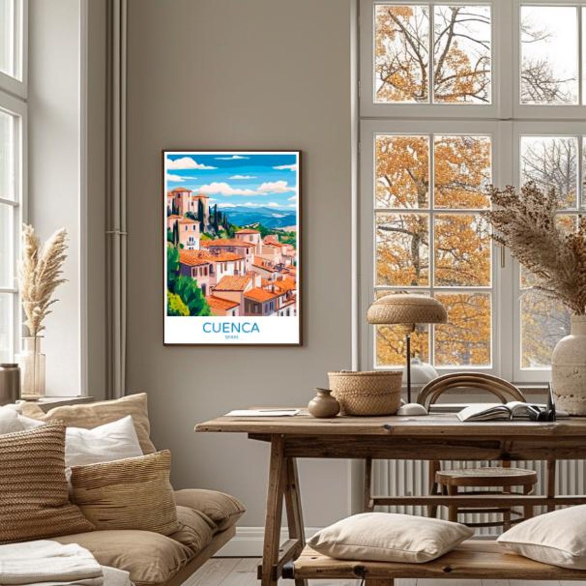 Cuenca Hill Town Terracotta Rooftops and Tall Cypress Trees Poster - Image 4
