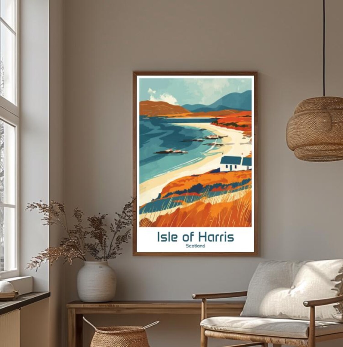 Isle of Harris Scotland Orange Moorland Beach Cottage Poster - Image 4
