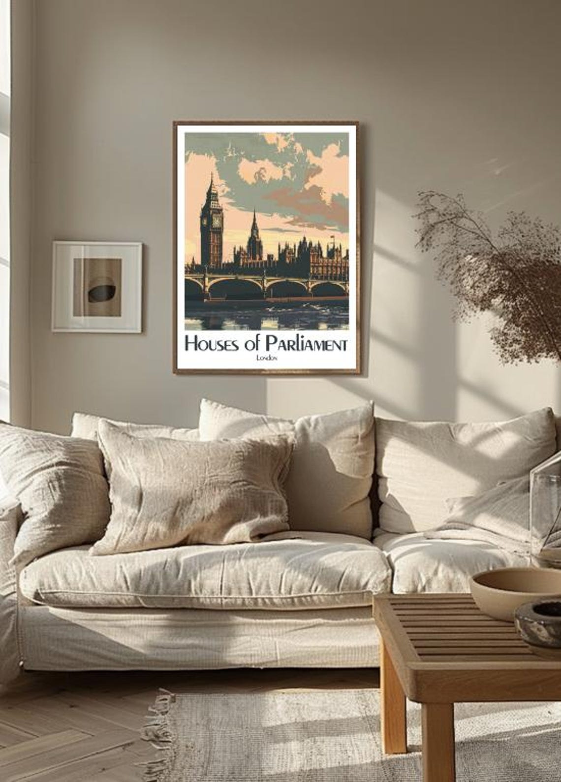 Houses Of Parliament London Travel Poster Iconic Landmark Wall Art Vintage Big Ben Print Thames River Decor Uk Travel Gift - Image 3