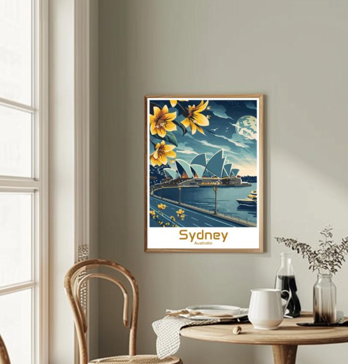 Sydney Opera House Moonlit Harbour Night Scene Vintage Poster - Image 2