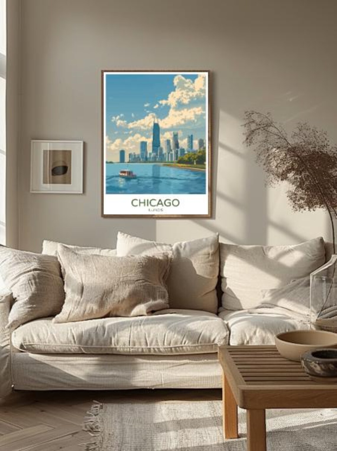 Chicago Illinois Skyline Lakefront and Boat City Travel Poster - Image 2