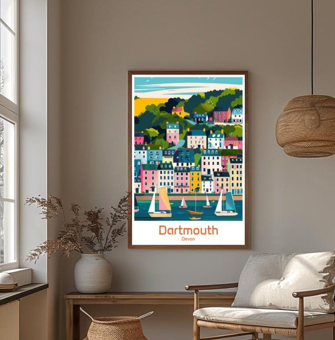 Dartmouth Devon England Harbor Sailboats Vintage Travel Poster - Image 4