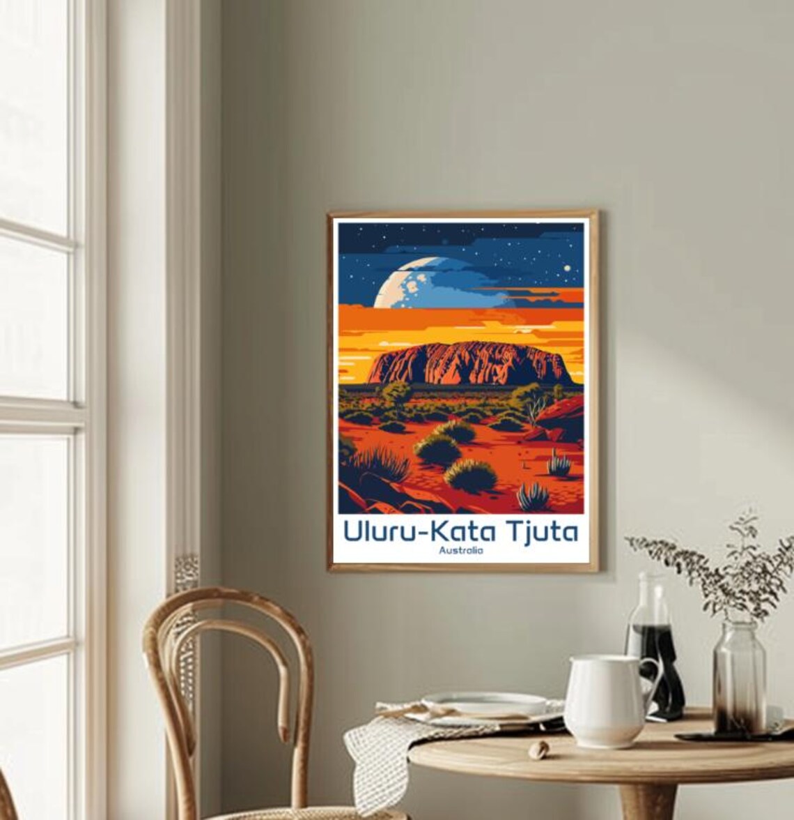 Uluru Kata Tjuta Australia Desert Moonrise Night Travel Poster - Image 2