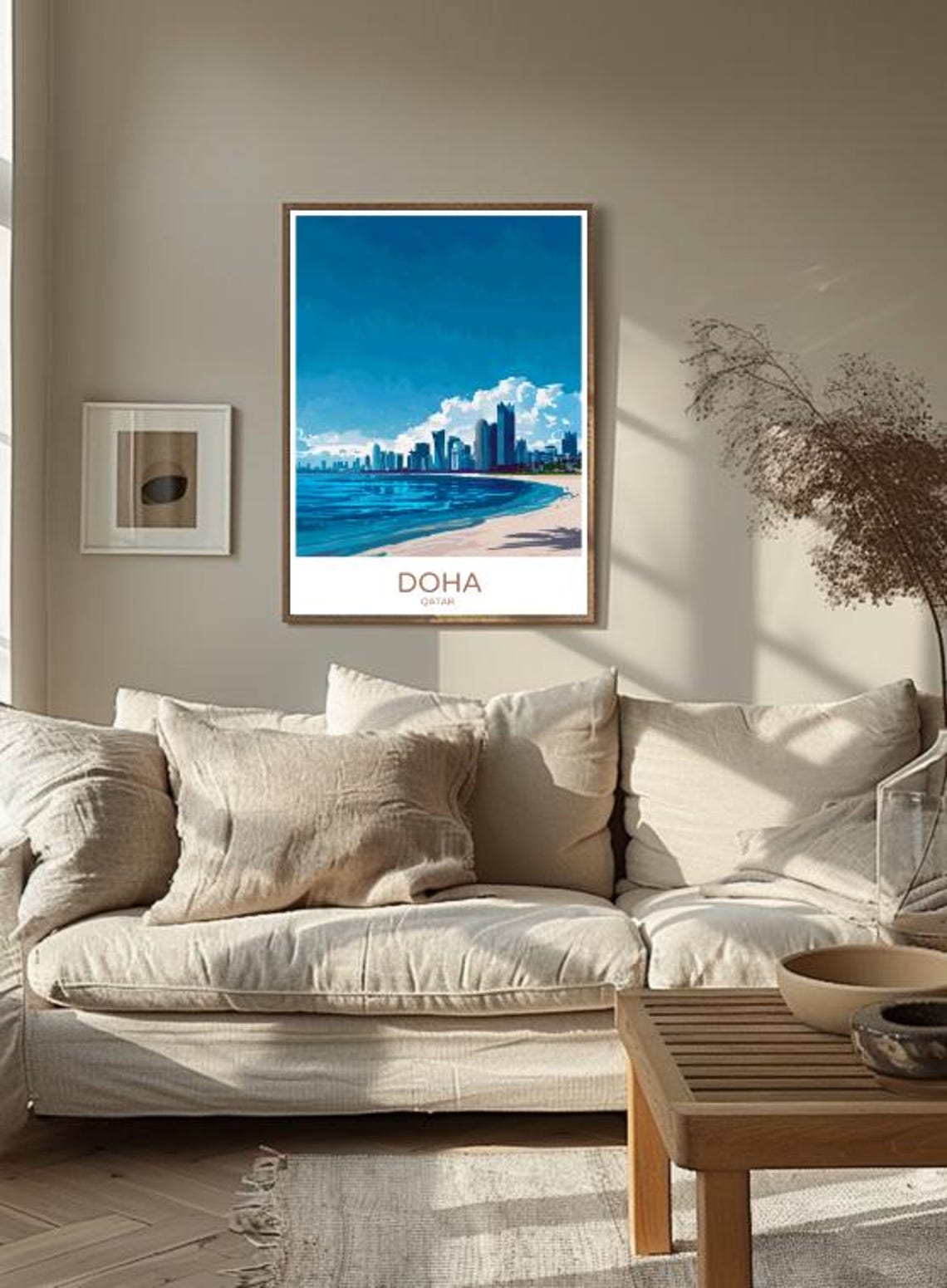 Doha Qatar Skyline Over Blue Waterfront Beach Cityscape Poster - Image 2