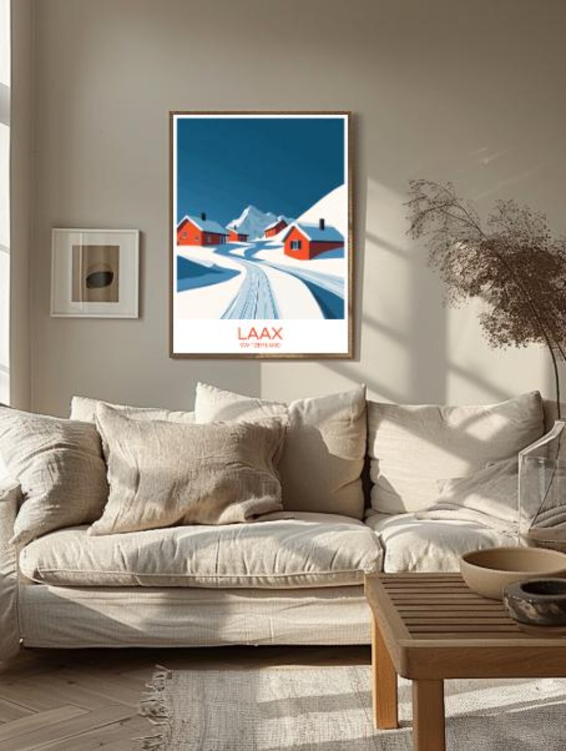Laax Switzerland Snowy Alpine Village Ski Tracks Winter Poster - Image 2