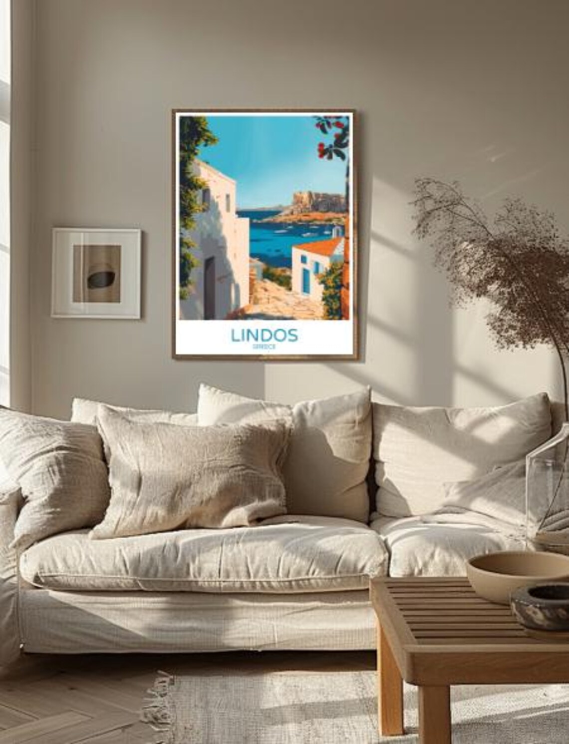Lindos Greece Acropolis Bay White Alley Island Travel Poster - Image 2