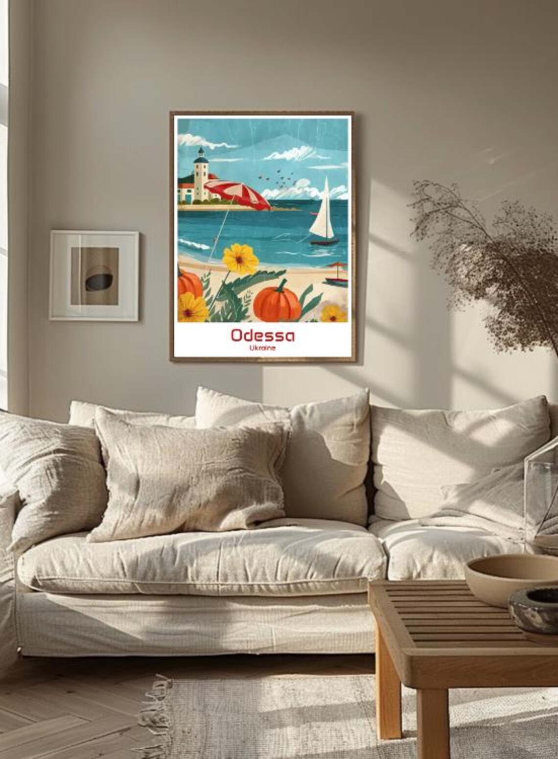 Odessa Ukraine Black Sea Beach Sailboat Summer Coast View Poster - Image 3